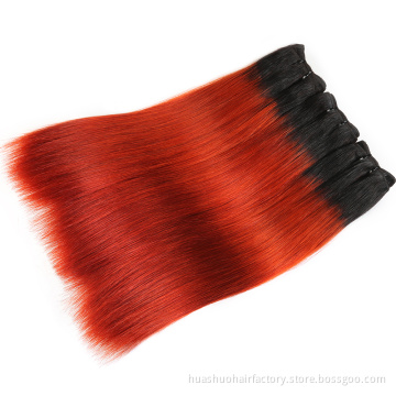 Wholesale Unprocessed Ombre Double Drawn Cuticle Aligned Remy Virgin 1B Light Orange Hair